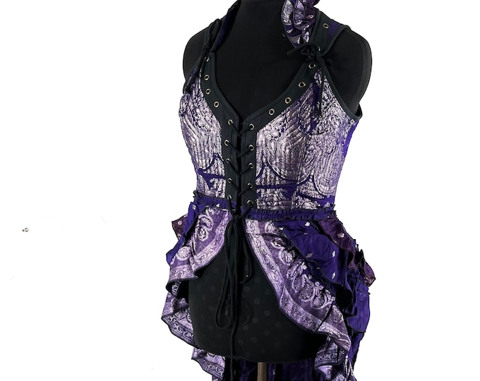 L. Varuna Corset Dress; Silk Brocade Bustier Long Body Dress for Larp, Steampunk, Life SKU:2002-7498