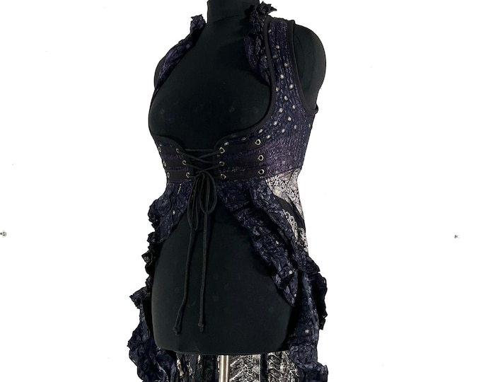 L. Alaxi Bustier Dress; Underbust Corset Cottagecore Dress in Vintage Silk perfect for Bridgerton Cosplay, Larp & Steampunk SKU: 2113-8085
