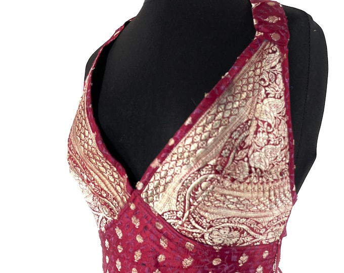 S Phoenix Tribal Top. New cut in Silk brocade. SKU:1022-7647