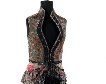 Corset Dress L. Amalie Silk Fantasy Steampunk sleeveless dress; a perfect Cosplay Renaissance Bustle SKU:2042-7740