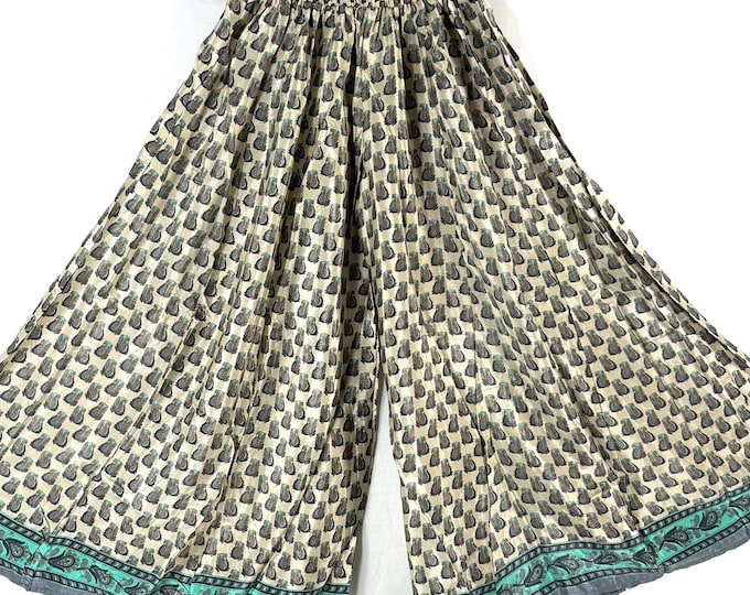 Delilah Plus Size Culottes in Summer Silk with XL Elasticated Waist, great for a fuller figure. (Wide Leg Palazzo Pants) SKU:838-8737
