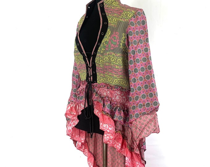 XL. Seraphina Corset Dress, Silk, Long Sleeves.  SKU:1008-3170