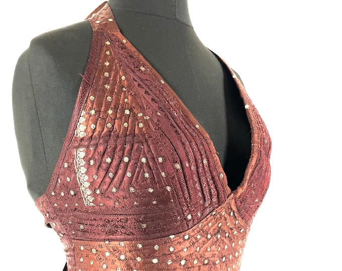 S Phoenix Tribal Top. New cut in Silk brocade. SKU:1022-7648