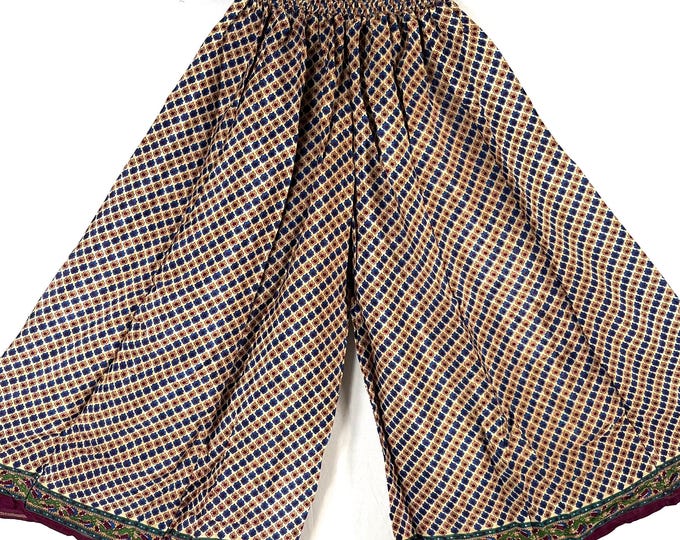 Delilah Plus Size Culottes in Summer Silk with XL Elasticated Waist, great for a fuller figure. (Wide Leg Palazzo Pants) SKU:838-8721