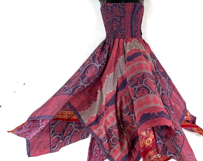 Aurora Long Summer Silk Fairy Dress, One Size; Silk Maxi Tall Girl Sundress SKU:902-9212