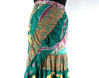 Kezia Gypsy Silk Patchwork Wrap Skirt / Dress in One Size SKU:930-7400