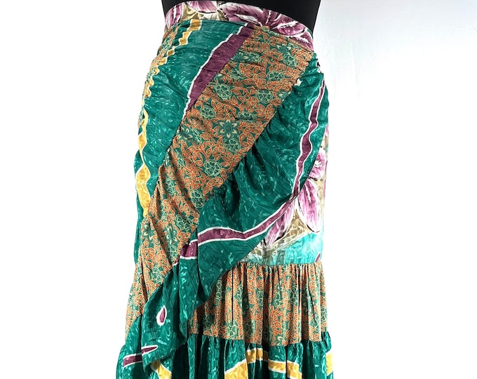 Kezia Gypsy Silk Patchwork Wrap Skirt / Dress in One Size SKU:930-7400