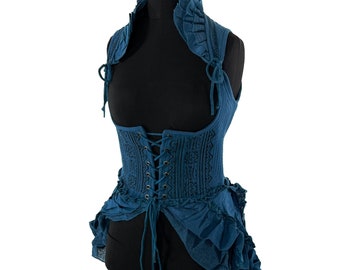 Elisa Cotton Boho Corset Dress in French Blue.