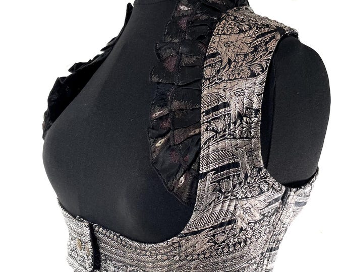 L. Underbust Corset Bustier Silk Brocade Top  SKU:443-9007