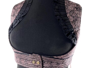 Underbust Corset Top Rose L; Vintage Silk Brocade Handmade (SKU:443-9010)