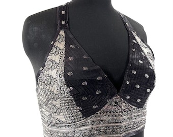 2XL Phoenix Tribal Top. New cut silk brocade halter top  SKU:1026-7690