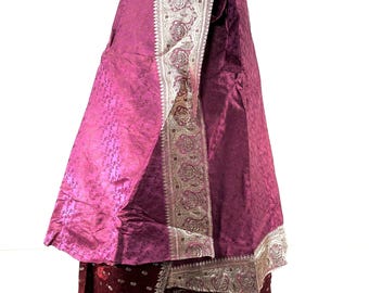 Pemberin Maxi Wrap Skirt - Silk Brocade - Two Layer - A-Line - One Size SKU:2035-8414