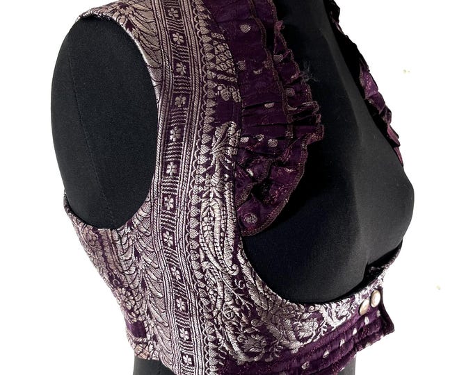 L. Underbust Corset Bustier Silk Brocade Top  SKU:443-9015
