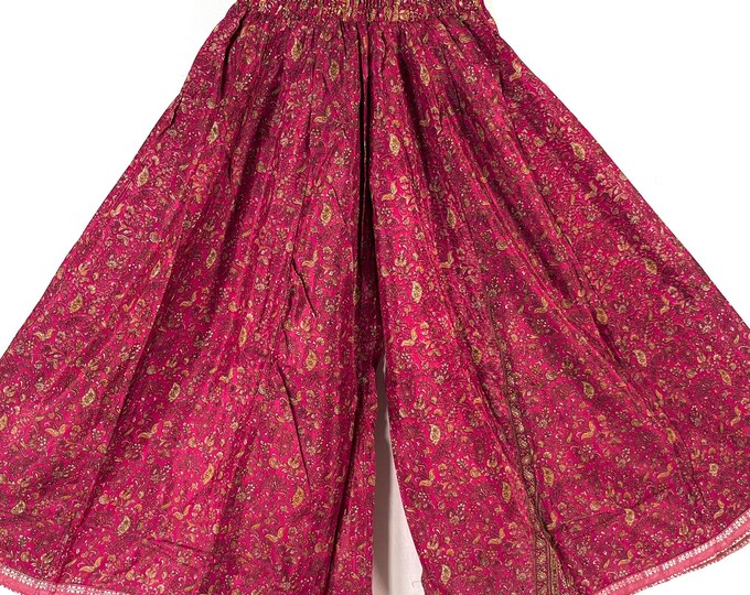 Delilah Plus Size Culottes in Summer Silk with XL Elasticated Waist, great for a fuller figure. (Wide Leg Palazzo Pants) SKU:838-8751