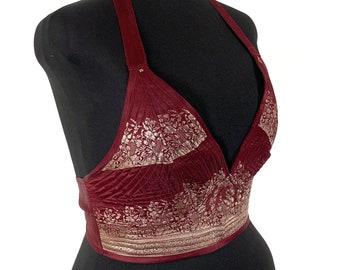 2XL. Phoenix Tribal Top. New cut. Silk brocade, Steampunk Pagan, Bohemian, Larp, Goth, Celtic crop top SKU:1026-5966