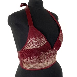 2XL. Phoenix Tribal Top. New cut. Silk brocade, Steampunk Pagan, Bohemian, Larp, Goth, Celtic crop top SKU:1026-5966