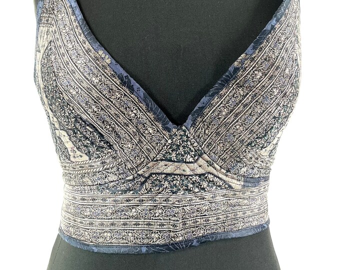 M. Phoenix Tribal Top. New cut. Silk brocade, Steampunk Pagan, Bohemian, Larp, Goth, Celtic crop top SKU:1023-7651