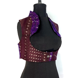 XL. Corpete Corset Underbust. Choli em Brocado de Seda. Top Steampunk