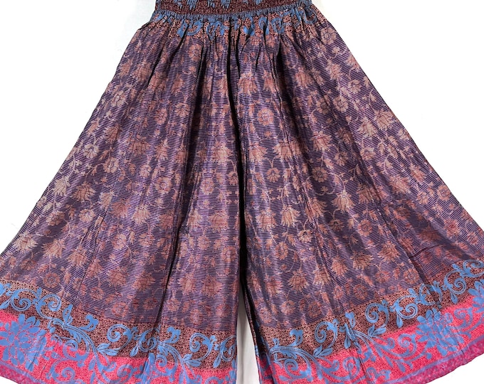 Delilah Plus Size Culottes in Summer Silk with XL Elasticated Waist, great for a fuller figure. (Wide Leg Palazzo Pants) SKU:838-8749