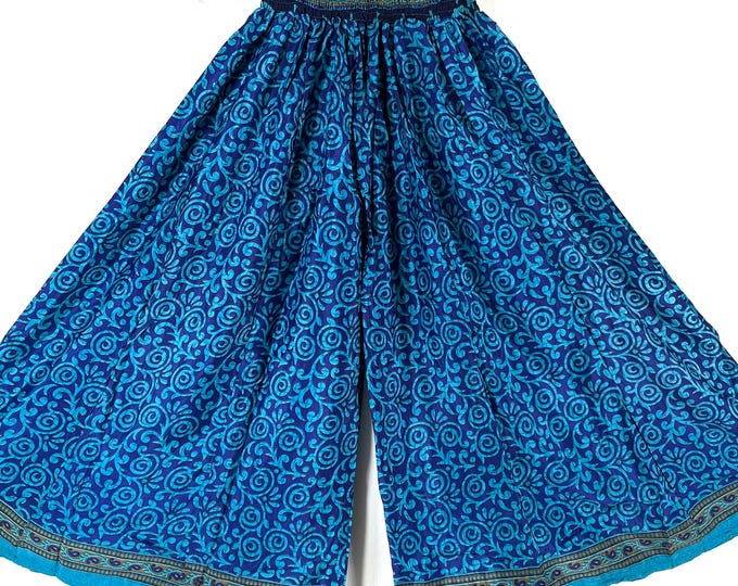 Eloise Culottes in Summer Silk, One size trousers with Elasticated Waist. (Wide Leg Palazzo Pants)  SKU:830-8703