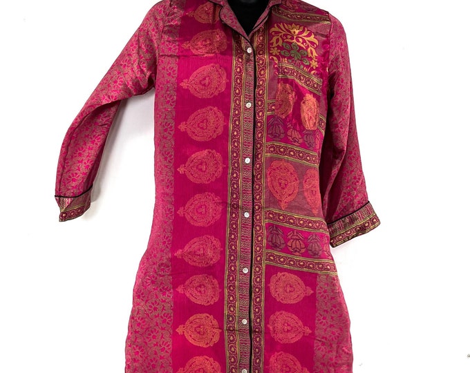 M. Romilly Silk Shirt Dress with Long Sleeve with Pocket SKU:321-7720