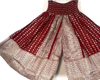 Martha Plus Size Short Leg Culottes in Silk Brocade with XL elasticated waist for a fuller figure. (Wide Leg Palazzo Pants) SKU:816-6097