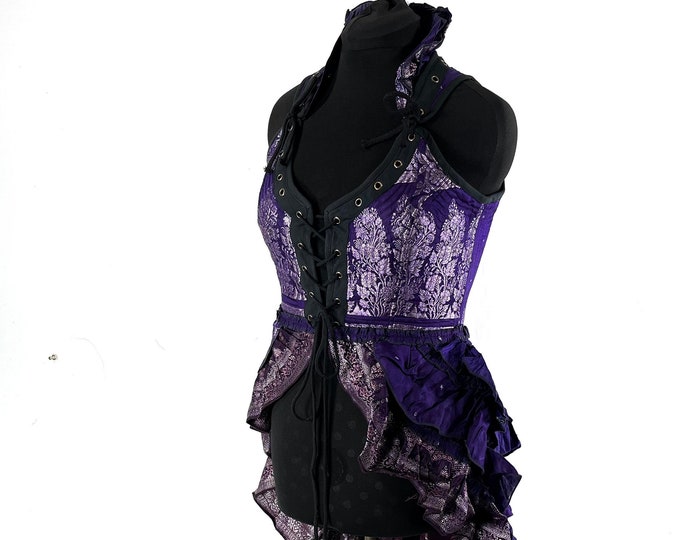 L. Varuna Corset Dress; Silk Brocade Bustier Long Body Dress for Larp, Steampunk, Life SKU:2002-7499