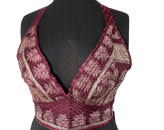 L/XL. Phoenix Tribal Top. New cut in up-cycled Silk Brocade, SKU:1025-5986