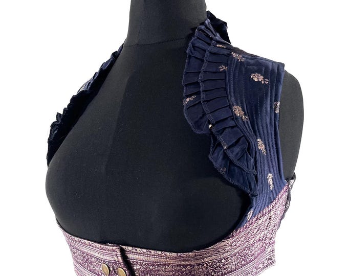 S. Underbust Corset Top Bustier handmade in Vintage Silk Brocade.  SKU:441-8825
