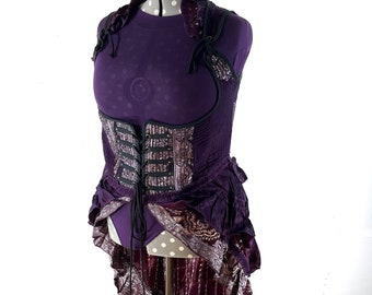 6XL Elisa Bustier Dress; Steampunk Under-bust Long Body Corset in Silk Brocade, Boho Cottagecore Pirate SKU:2004-7916