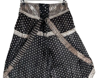 2XL. Tulip Palazzo Pants in Silk Brocade; Split open leg harem trouser SKU:796-7987
