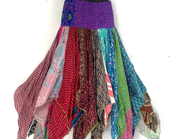 Billie Hippie Long Skirt; Patchwork Vintage Silk SKU:747-5122