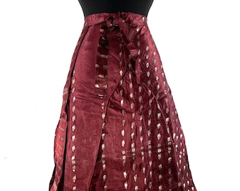 Pemberin Maxi Wrap Skirt - Silk Brocade - Two Layer - A-Line - One Size SKU:2035-6331