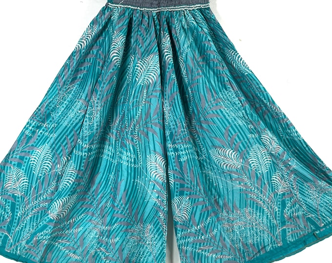 Delilah Plus Size Culottes in Summer Silk with XL Elasticated Waist, great for a fuller figure. (Wide Leg Palazzo Pants) SKU:838-8753