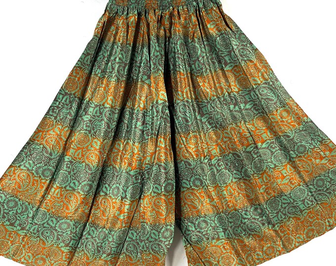 Delilah Plus Size Culottes in Summer Silk with XL Elasticated Waist, great for a fuller figure. (Wide Leg Palazzo Pants) SKU:838-8746