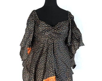 Stevie Boho Floaty Silk Top (Forest Fairy Pixie Blouse) Womens Summer Top One Size.