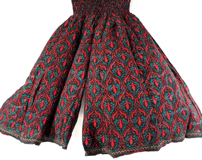 XL. Esther Short Leg Culottes in Summer Silk, One-Size Plus Trousers with Elasticated Waist. (Wide Leg Palazzo Pants)  SKU:822-7448