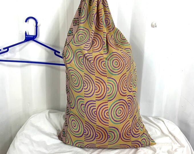 Pillowcase 18x34" Vintage Silk Drawstring Bag. Reusable Gift Wrap. 43cm x 83cm internal dimension