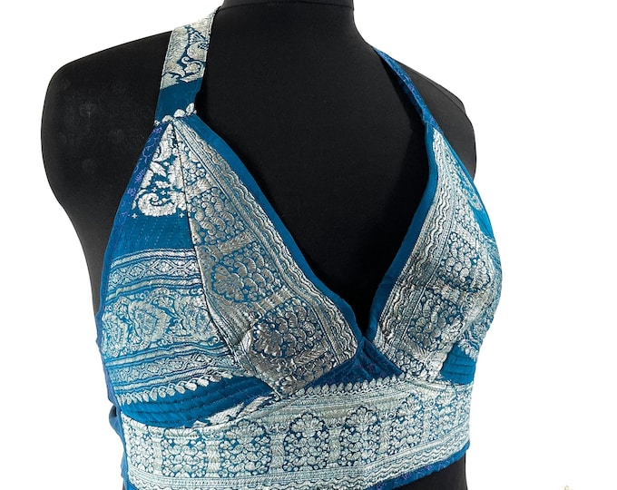 L/XL Phoenix Tribal Top. New cut in up-cycled Silk Brocade, SKU:1025-7673