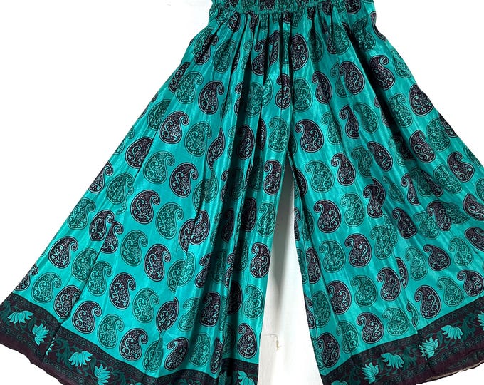 Delilah Plus Size Culottes in Summer Silk with XL Elasticated Waist, great for a fuller figure. (Wide Leg Palazzo Pants) SKU:838-8734
