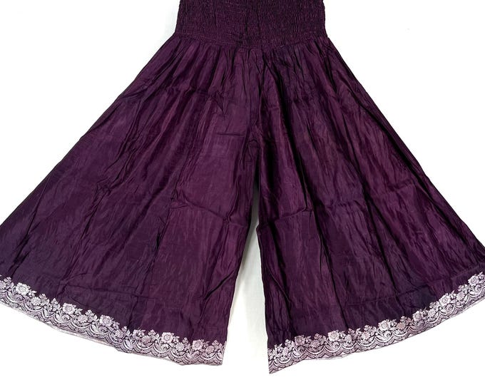 Felicity Culottes in Silk brocade One size pants with Elasticated Waist Wide Leg Palazzo trousers SKU:810-9196