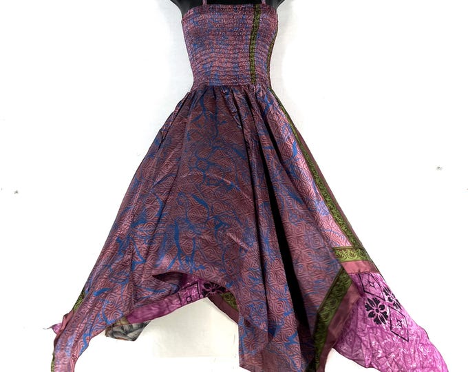 Aurora Long Summer Silk Fairy Dress, One Size; Silk Maxi Tall Girl Sundress SKU:902-9211