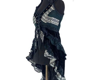 M Cosmo Silk & Velvet Corset Dress - Steampunk (SKU:2003-4435)