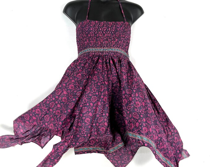 Silk Fairy Dress, Lara Maxi Sundress Plus Size 45" long perfect for Summer travel (Hot Meadow Summer Silk) SKU:905-5151
