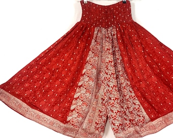 XL. Martha Short Leg Culottes in Silk Brocade with Plus size elasticated waist. (Wide Leg Palazzo Pants) SKU:816-6098