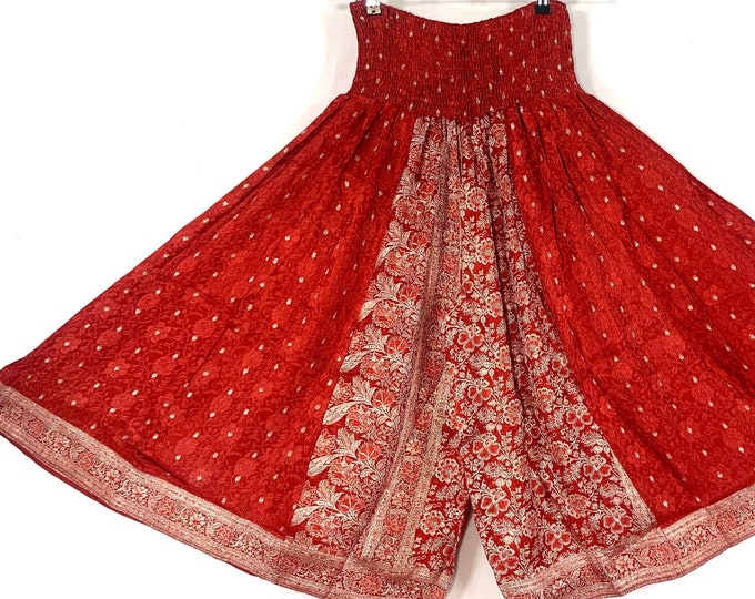 XL. Martha Short Leg Culottes in Silk Brocade with Plus size elasticated waist. (Wide Leg Palazzo Pants) SKU:816-6098
