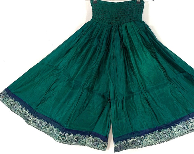 XL Waist Martha Short Leg Culottes in Silk Brocade; with elasticated waist for a fuller figure. SKU:816-6093