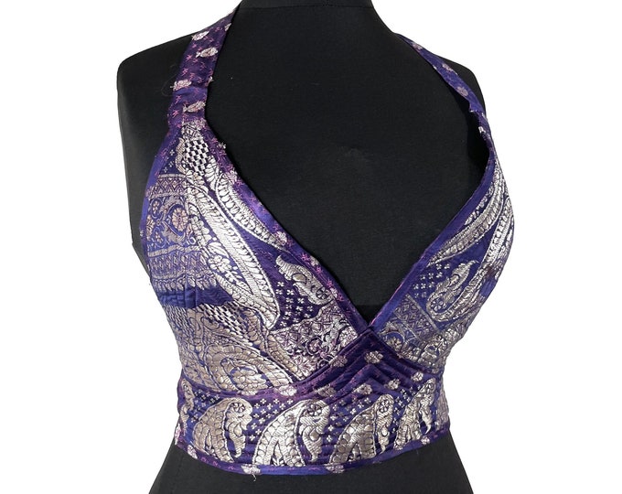 S. Goth Tribal Top. New Phoenix cut in Silk brocade. Steampunk style SKU:1022-5999