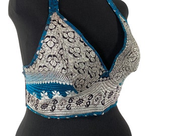3XL. Phoenix Tribal Top. New cut in Silk brocade. Steampunk Halter Top SKU:1027-5947