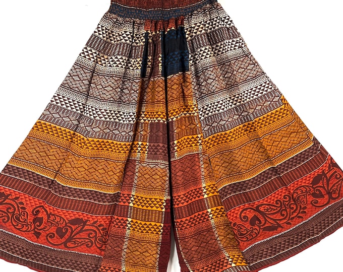 Delilah Plus Size Culottes in Summer Silk with XL Elasticated Waist, great for a fuller figure. (Wide Leg Palazzo Pants) SKU:838-8750